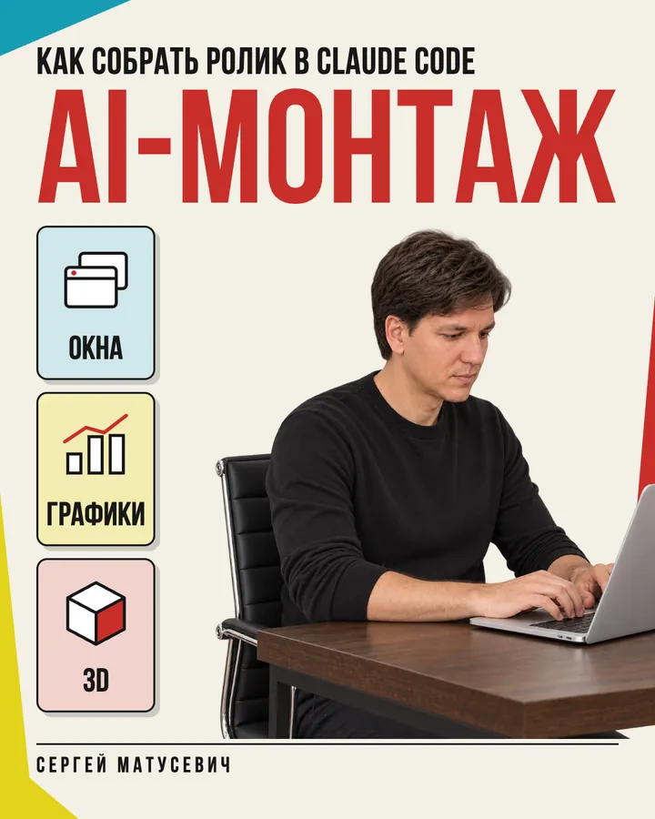 Обложка гайда «AI-монтаж: как собрать ролик в Claude Code»